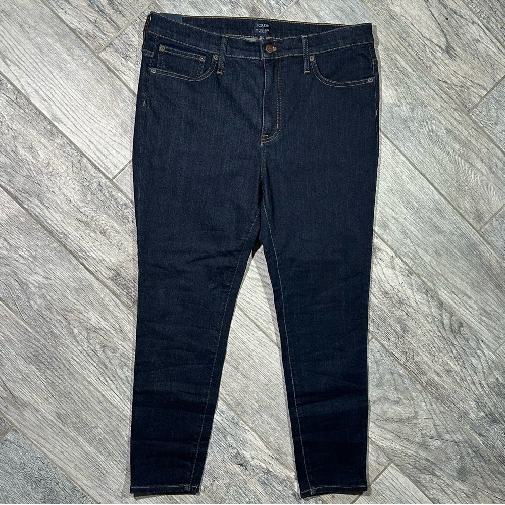 NWT J. CREW 10” High Rise Skinny Dark Wash Signature Stretch 32 Petite